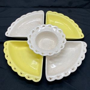 Vintage Relish Dish Set California USA Pottery L48 Lace